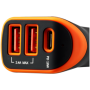 CANYON Universal 3xUSB car adapter, Input 12V-24V, Output DC USB-A 5V/2.4A(Max) + Type-C PD 18W, with Smart IC, Black+Orange wit