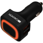 CANYON C-05 Universal 4xUSB car adapter, Input 12V-24V, Output 5V-4.8A, with Smart IC, black rubber coating + orange LED, 71.8*3