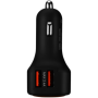 CANYON C-05 Universal 4xUSB car adapter, Input 12V-24V, Output 5V-4.8A, with Smart IC, black rubber coating + orange LED, 71.8*3
